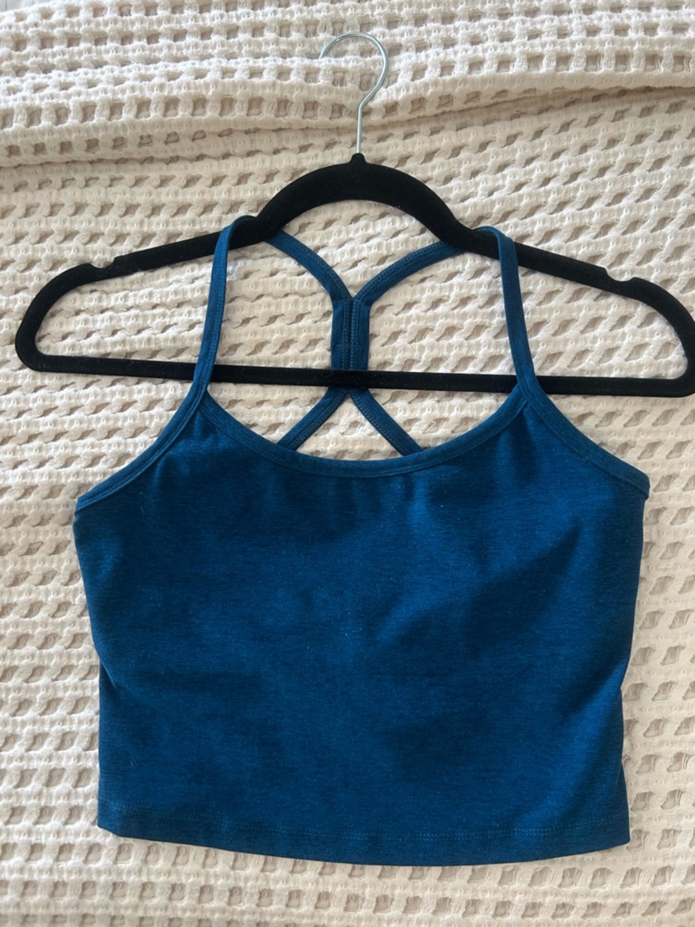 Beyond Yoga Blue Gem Heather Slim Racerback Cropped Tank - Medium